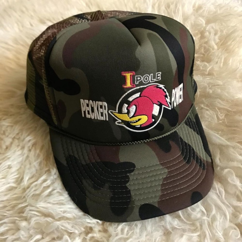 Vintage 80s Cobra Caps Green Brown Black Camouflage Red‎ Woodpecker I Pole Hat